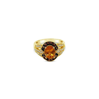 Arusha Exotics™ Ring Spessartite Smoky Quartz Vanilla Diamonds® 14K Honey Gold™