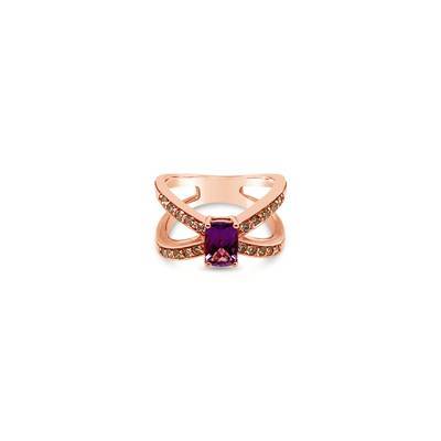 1 cts Purple Amethyst and Diamond Ring in 14K Rose Gold by Le Vian - BirthStone.com