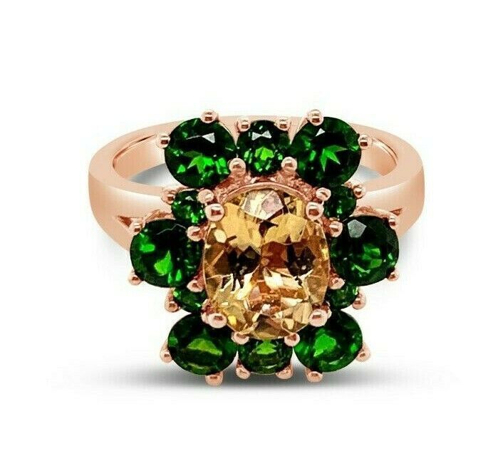 3 1/8 cts Orange Morganite and Chrom Diopside Ring in 14K Rose Gold by Le Vian