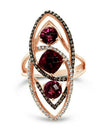 NEW LeVian® Ring Rhodolite Chocolate Diamonds® Vanilla Diamonds® 14K Rose Gold