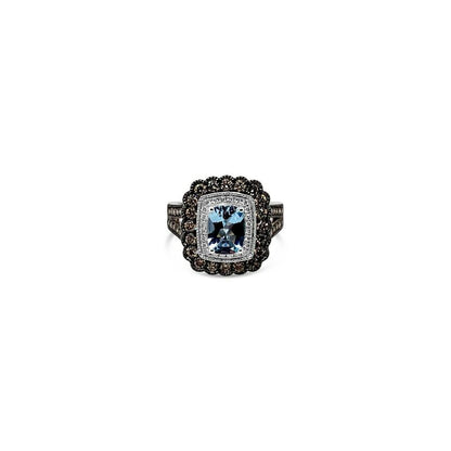 2 1/8 cts Blue Aquamarine and Diamond Ring in 14K White Gold by Le Vian - BirthStone.com