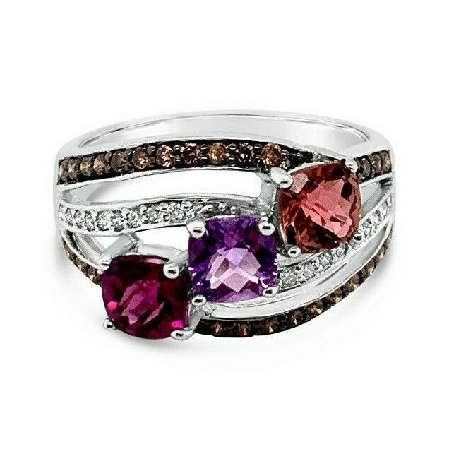 2 cts Red Rhodolite Garnet and Diamond Ring in 14K White Gold by Le Vian - BirthStone.com