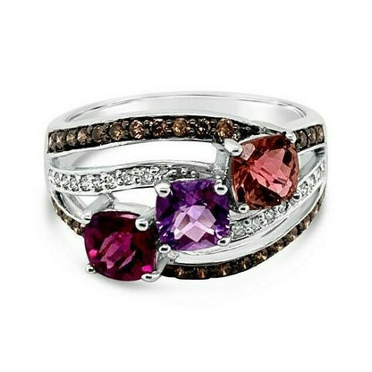 2 cts Red Rhodolite Garnet and Diamond Ring in 14K White Gold by Le Vian - BirthStone.com