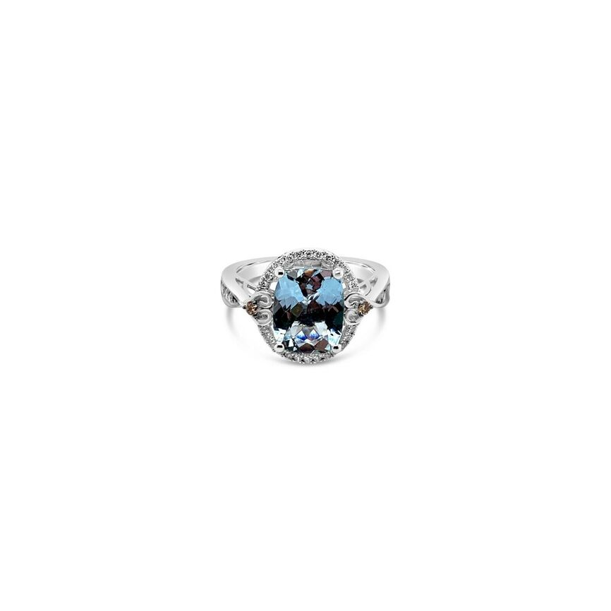 2 5/8 cts Blue Aquamarine and Diamond Ring in 14K White Gold by Le Vian - BirthStone.com