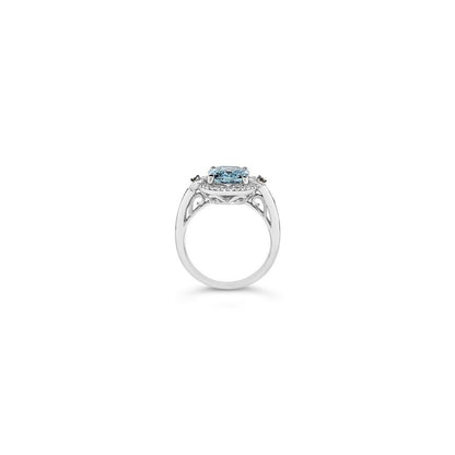 2 5/8 cts Blue Aquamarine and Diamond Ring in 14K White Gold by Le Vian - BirthStone.com