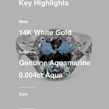 2 5/8 cts Blue Aquamarine and Diamond Ring in 14K White Gold by Le Vian