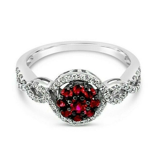 1/2 cts Red Ruby and Diamond Ring in 14K White Gold by Le Vian - BirthStone.com