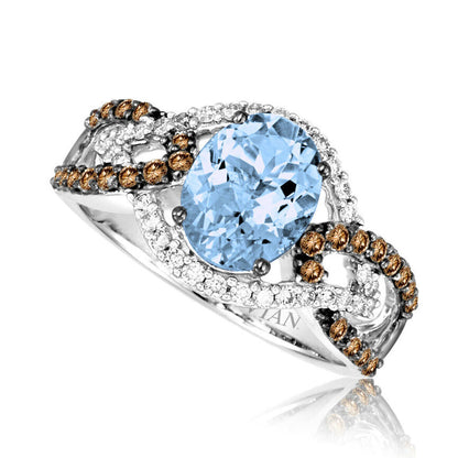 LeVian Aquamarine Ring 1 7/8 ct Cocktail Aqua Statement in 14K White Gold Size 7 - BirthStone.com