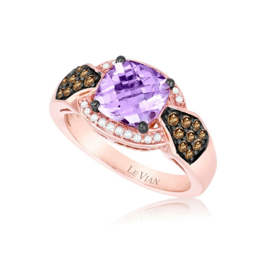 2 5/8 cts Pink Amethyst and Diamond Ring in 14K Rose Gold by Le Vian - BirthStone.com