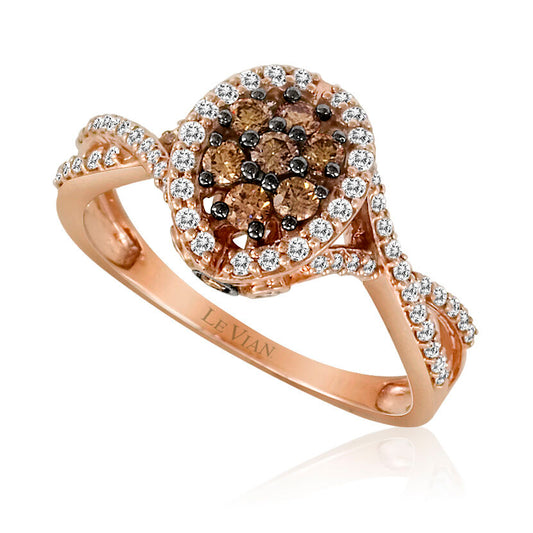 2/3 cts Chocolate Diamond Cocktail Ring in 14K Rose Gold by Le Vian - BirthStone.com