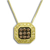 LeVian 14K Yellow Gold Yellow Sapphire Brown Diamond Cluster Pendant Necklace