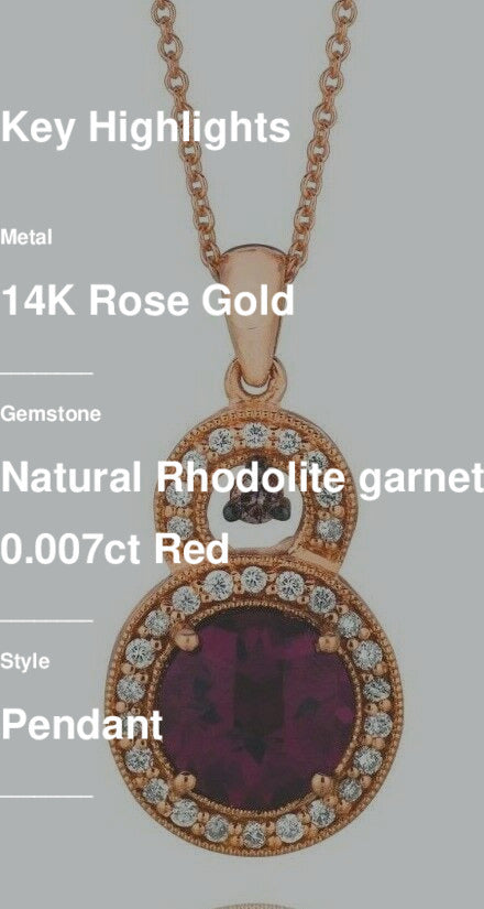 2 1/2 cts Red Rhodolite Garnet and Diamond Necklace in 14K Rose Gold by Le Vian
