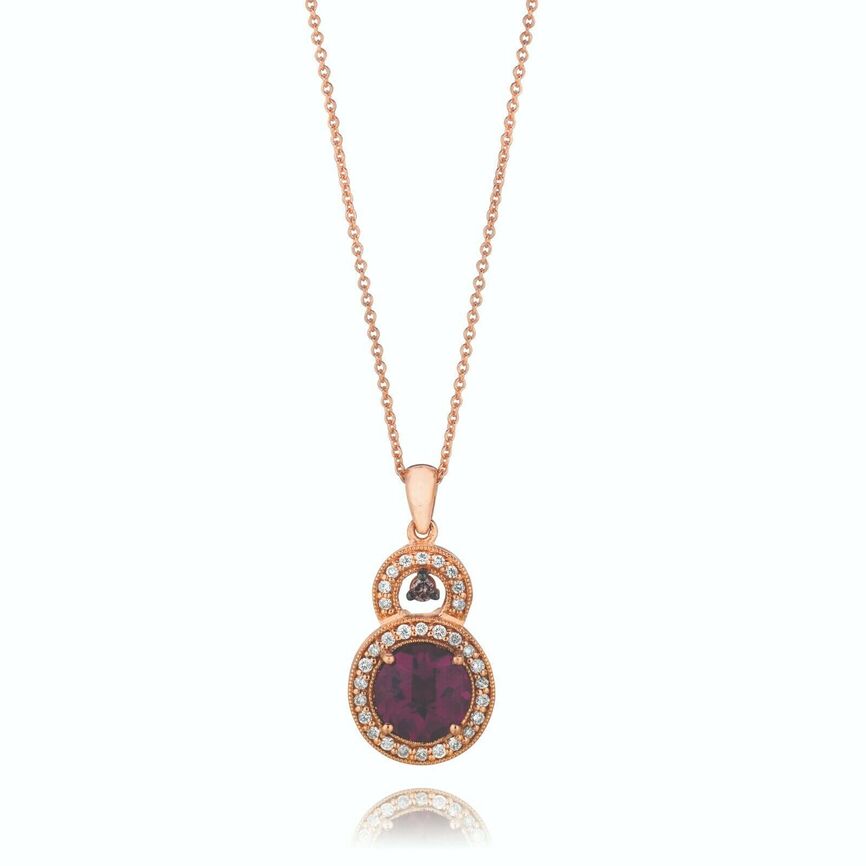 2 1/2 cts Red Rhodolite Garnet and Diamond Necklace in 14K Rose Gold by Le Vian - BirthStone.com