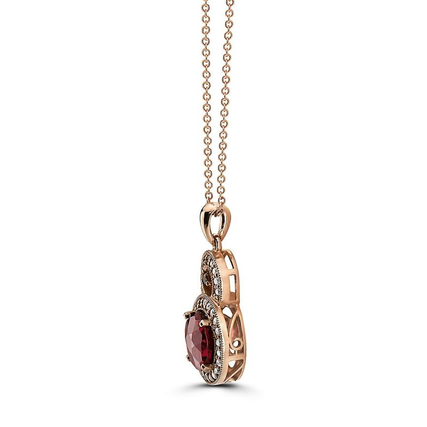 2 1/2 cts Red Rhodolite Garnet and Diamond Necklace in 14K Rose Gold by Le Vian - BirthStone.com