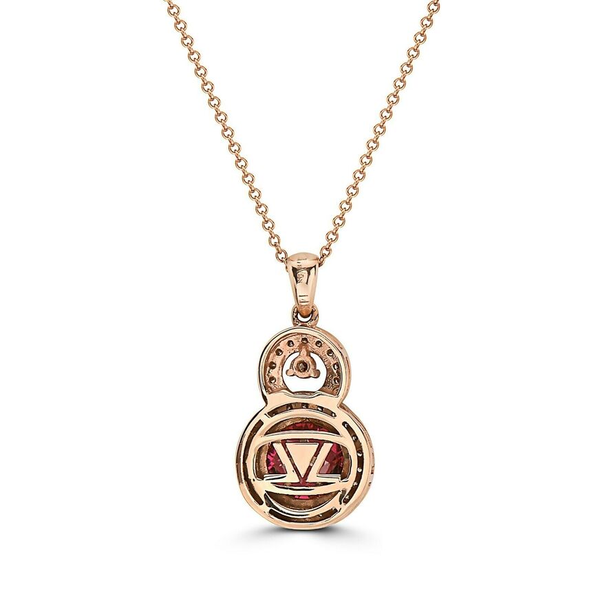 2 1/2 cts Red Rhodolite Garnet and Diamond Necklace in 14K Rose Gold by Le Vian - BirthStone.com