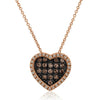 LeVian 14K Rose Gold Round Brown Chocolate Diamond Love Heart Pendant Necklace