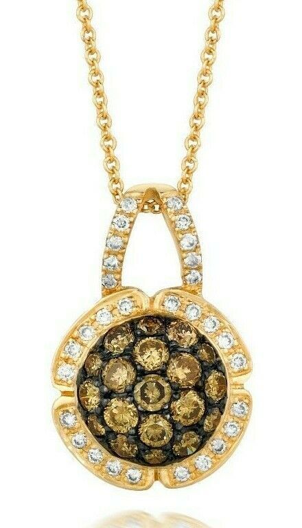 LeVian Diamond Necklace 3/4 cts Brown Pendant in 14K Yellow Gold - BirthStone.com