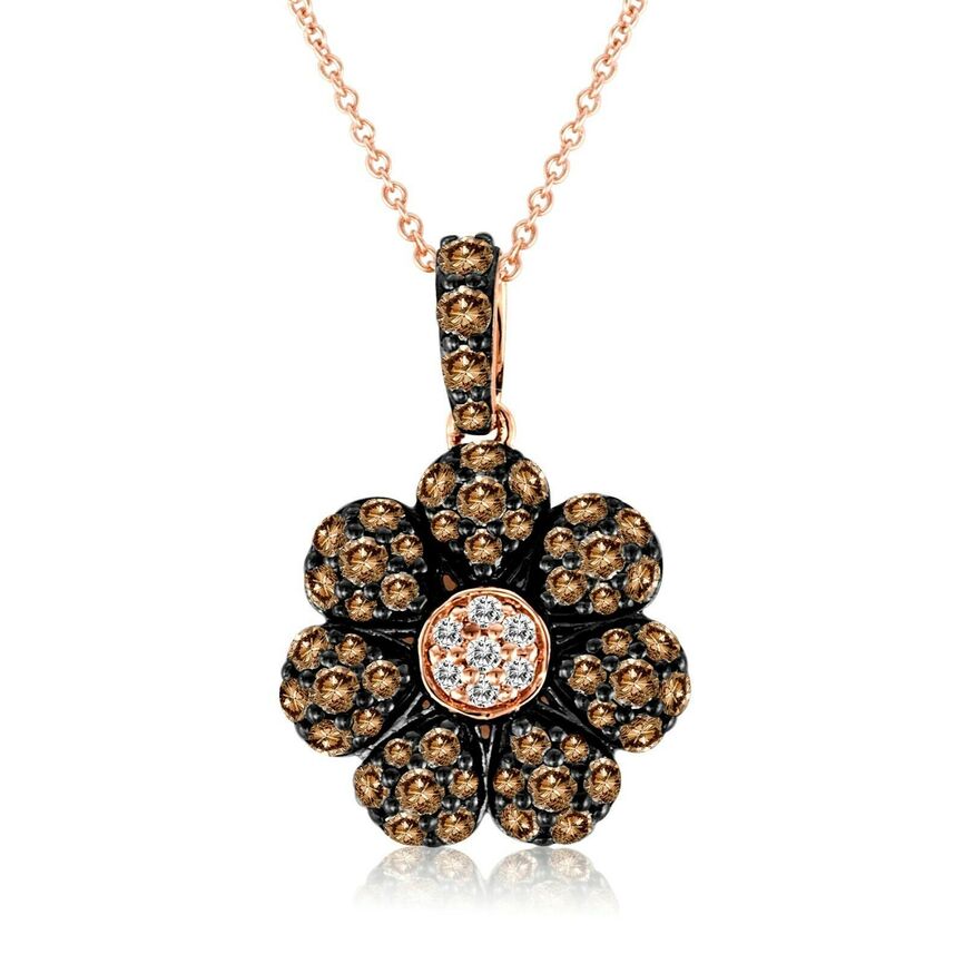 LeVian Diamond Necklace 1 1/2 cts Brown Pendant in 14K Rose Gold - BirthStone.com