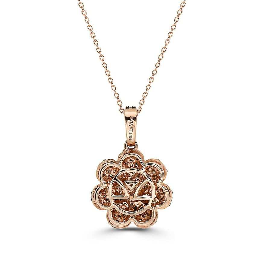 LeVian Diamond Necklace 1 1/2 cts Brown Pendant in 14K Rose Gold - BirthStone.com