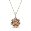 LeVian 14K Rose Gold Round Chocolate Brown Diamond Flower Pendant Necklace