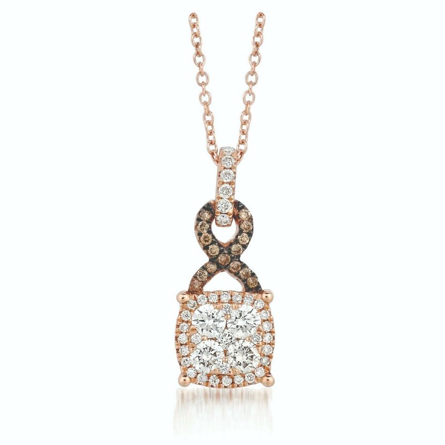 LeVian 14K Rose Gold Round Chocolate Brown Diamonds Cluster Pendant Necklace
