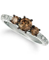 LeVian 14K White Gold Round Chocolate Brown Diamond 3 Stone Bridal Wedding Ring