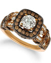 LeVian 14K Yellow Gold Round Chocolate Brown Diamond Bridal Wedding Band Ring