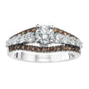 LeVian 14K White Gold Round Chocolate Brown Diamond Pretty Bridal Wedding Ring