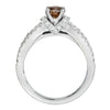 LeVian 14K White Gold Round Chocolate Brown Diamond Bridal Wedding Halo Ring