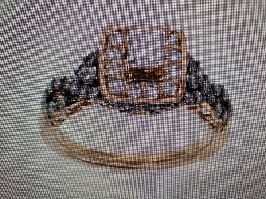 LeVian 14K Rose Gold Round Chocolate Brown Diamond Bridal Wedding Band Ring