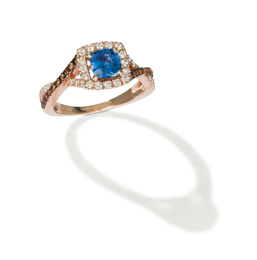 1 1/3 cts Blue Sapphire and Diamond Ring in 14K Rose Gold by Le Vian - BirthStone.com