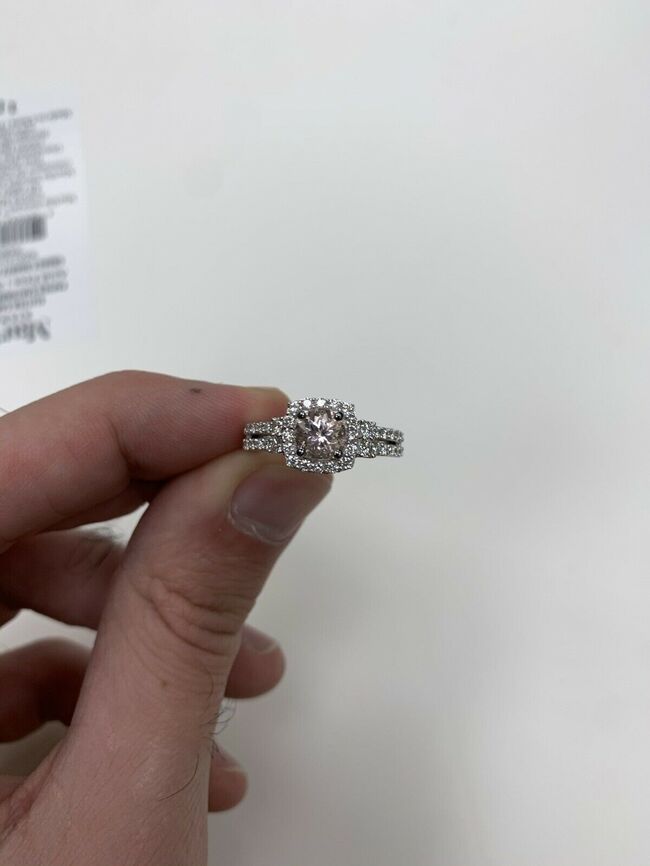 1 1/3 cts Pink Morganite and Diamond Ring in 14K White Gold by Le Vian - BirthStone.com