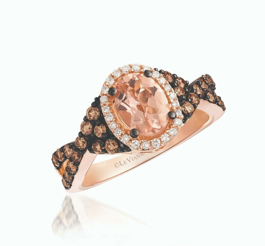 1 1/2 cts Pink Morganite and Diamond Ring in 14K Rose Gold by Le Vian - BirthStone.com