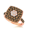 LeVian 14K Rose Gold Round Brown Chocolate Diamonds Beautiful Fancy Cluster Ring