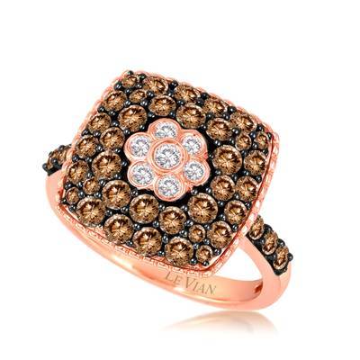 LeVian 14K Rose Gold Round Brown Chocolate Diamonds Beautiful Fancy Cluster Ring