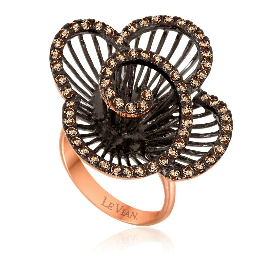 1 1/8 cts Chocolate Diamond Ring in 14K Rose Gold by Le Vian - BirthStone.com