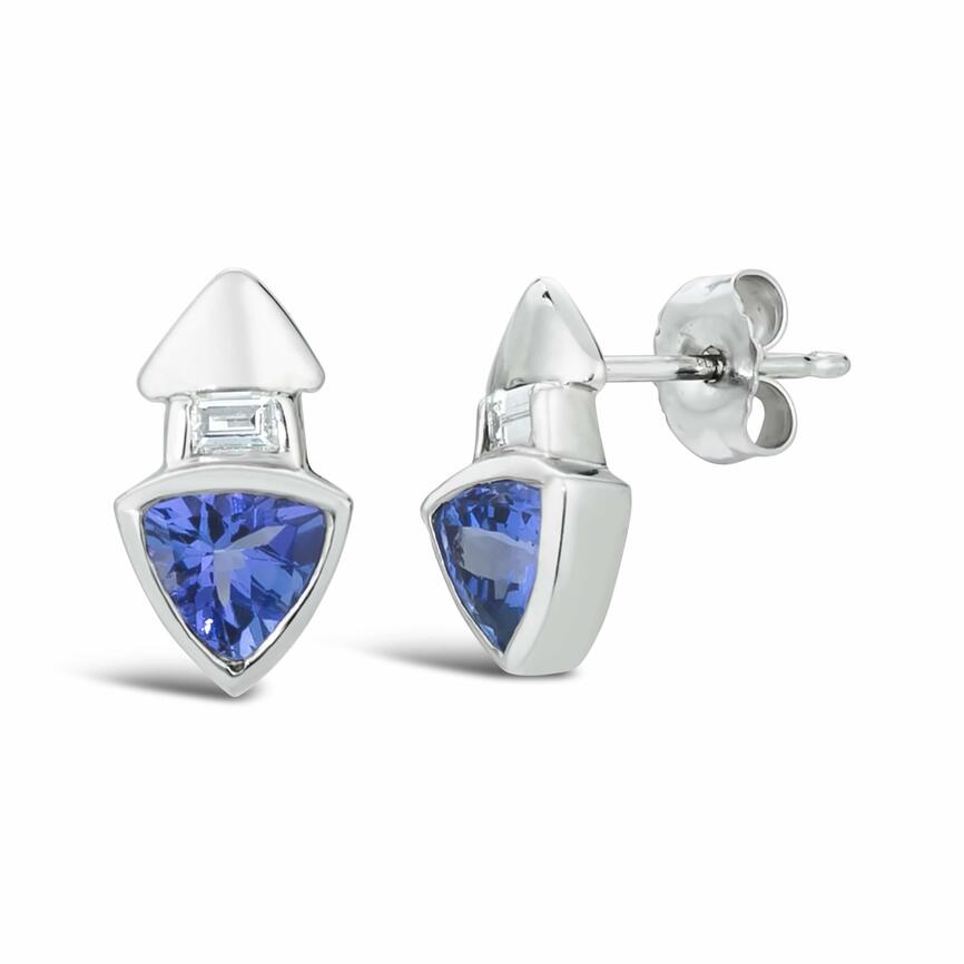 14k White Gold Custom Diamond And Tanzanite Earrings #101218 - Seattle  Bellevue | Joseph Jewelry