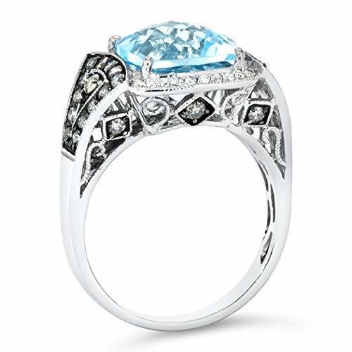 4 2/3 cts Blue Topaz and Diamond Ring in 14K White Gold by Le Vian - BirthStone.com