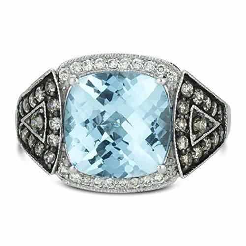 4 2/3 cts Blue Topaz and Diamond Ring in 14K White Gold by Le Vian - BirthStone.com