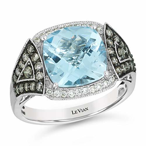 4 2/3 cts Blue Topaz and Diamond Ring in 14K White Gold by Le Vian - BirthStone.com