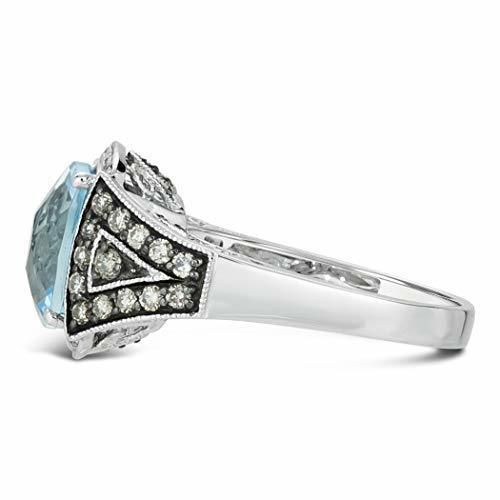 4 2/3 cts Blue Topaz and Diamond Ring in 14K White Gold by Le Vian - BirthStone.com