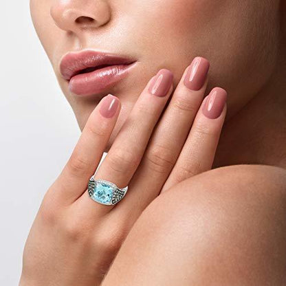 4 2/3 cts Blue Topaz and Diamond Ring in 14K White Gold by Le Vian - BirthStone.com