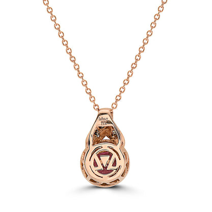 1 1/8 cts Red Rhodolite Garnet and Diamond Necklace in 14K Rose Gold by Le Vian - BirthStone.com