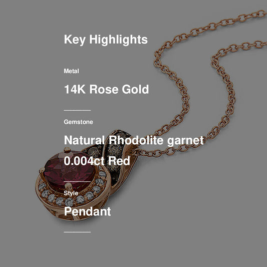 1 1/8 cts Red Rhodolite Garnet and Diamond Necklace in 14K Rose Gold by Le Vian