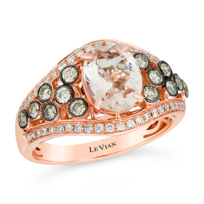 2 cts Pink Morganite and Diamond Ring in 14K Rose Gold by Le Vian - BirthStone.com