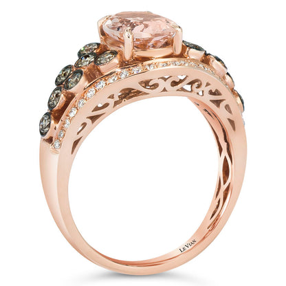 2 cts Pink Morganite and Diamond Ring in 14K Rose Gold by Le Vian - BirthStone.com