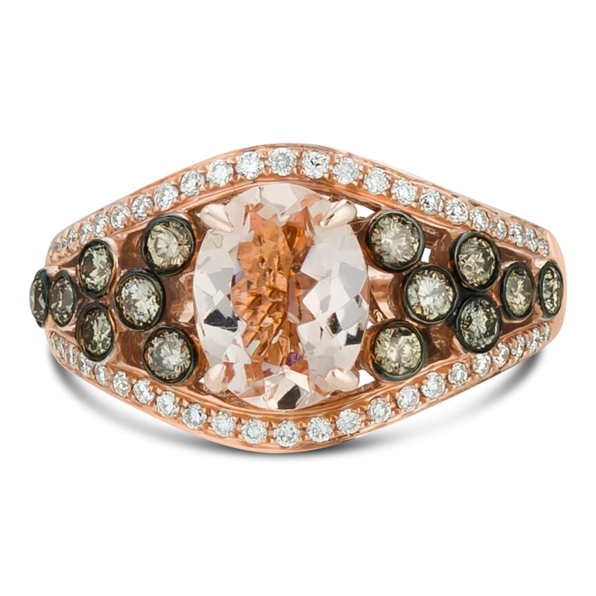 2 cts Pink Morganite and Diamond Ring in 14K Rose Gold by Le Vian - BirthStone.com