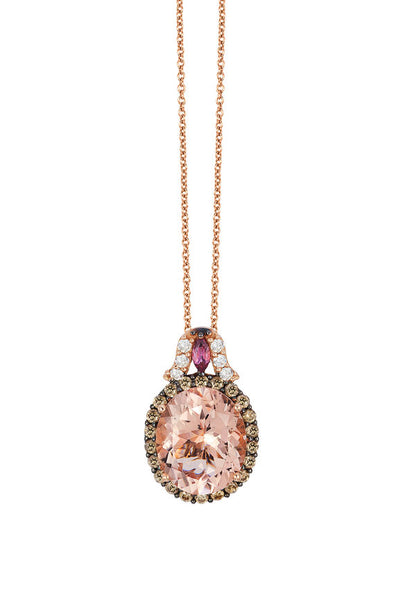 14K STRAWBERRY GOLD DIAMOND MORGANITE, RHODOLITE P