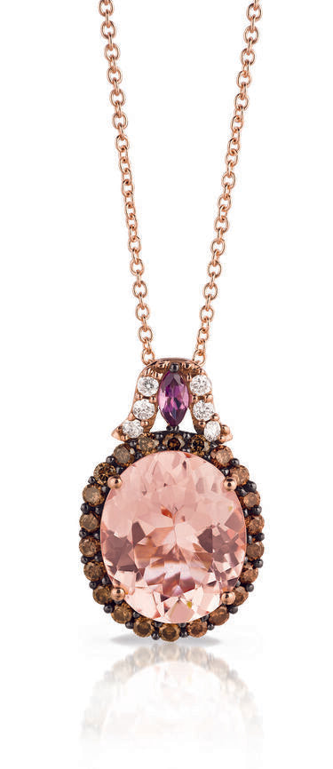 14K STRAWBERRY GOLD DIAMOND MORGANITE, RHODOLITE P