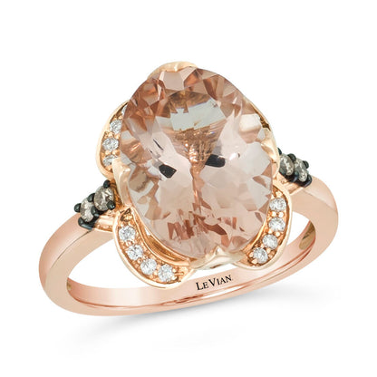 4 1/2 cts Pink Morganite and Diamond Ring in 14K Rose Gold by Le Vian - BirthStone.com